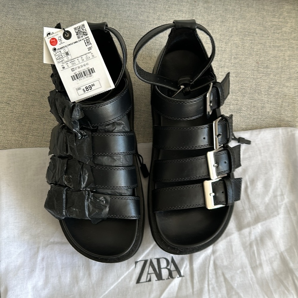 Zara buckled flatform cage sandals